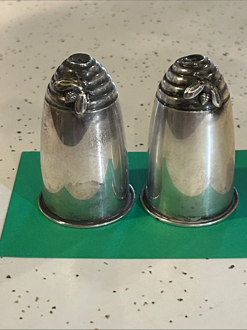 Sterling Silver Beehive Salt & Pepper Shakers - Picture 1 of 8